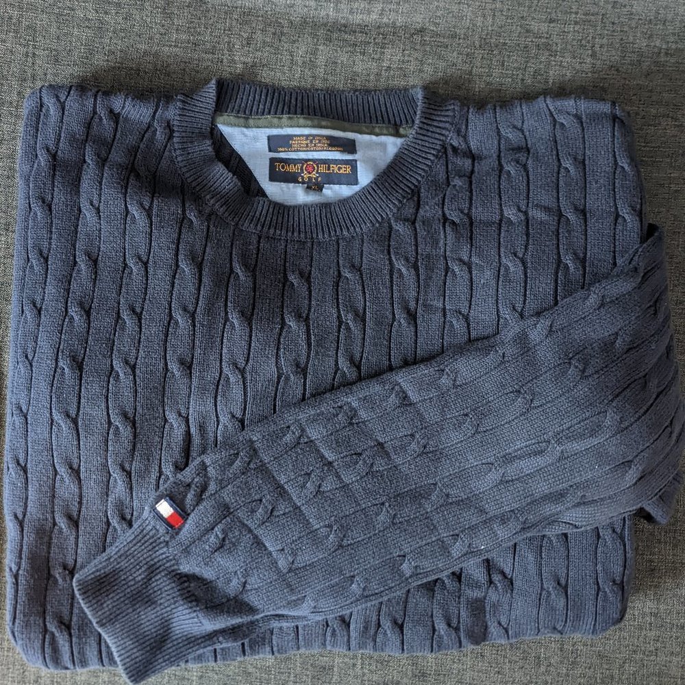Tommy Hilfiger Navy Blue Cable Sweater Men's size XL